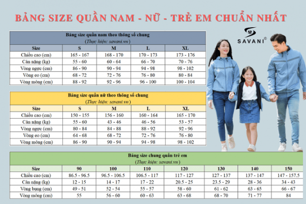 Bảng size quần và cách chọn size quần nam, nữ, trẻ em chính xác nhất