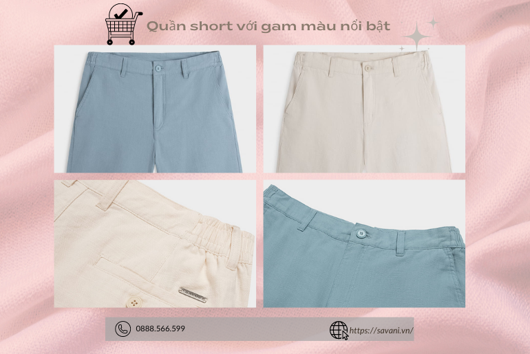 Quần short kaki nam với những màu sắc nổi bật