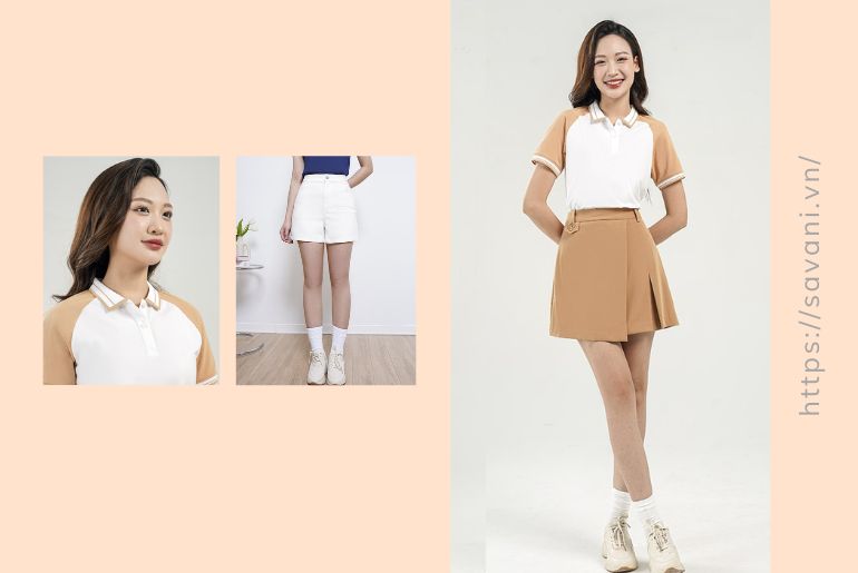 Áo polo kết hợp cùng quần short năng động