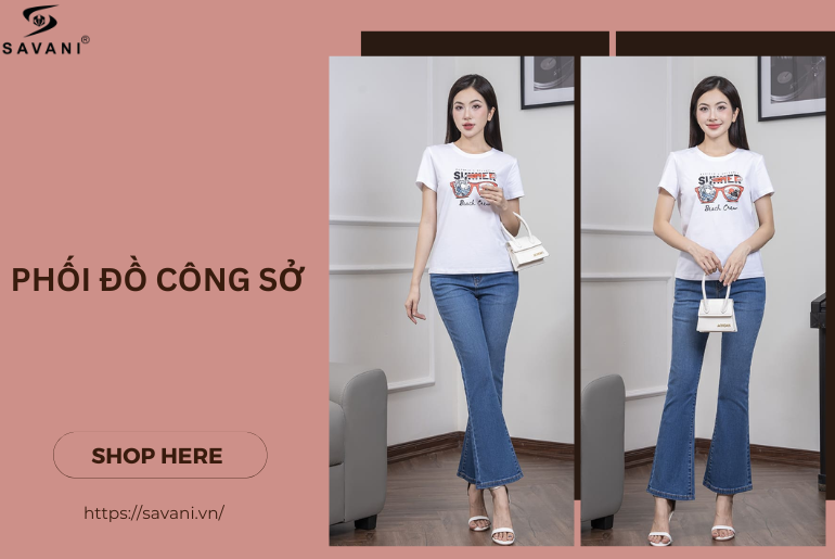 Thêm phần nữ tính và phong cách với áo phông cùng quần jeans